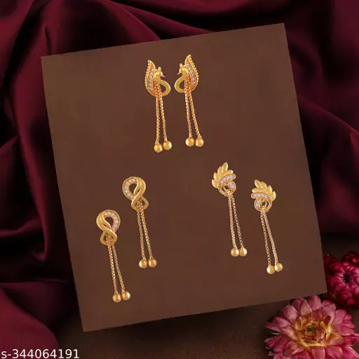 Buy Sanvis 1 Gram Gold Plated Jhumka, Beautiful, and Attractive Fancy Gold  Plated Golden Earrings for Women and Girls (GP-EAR-JH-010) at Amazon.in